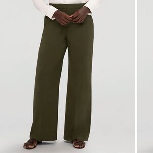 Argent Green Virgin Wool Slacks Wide leg Flare Pants Size 18 Army Olive Green